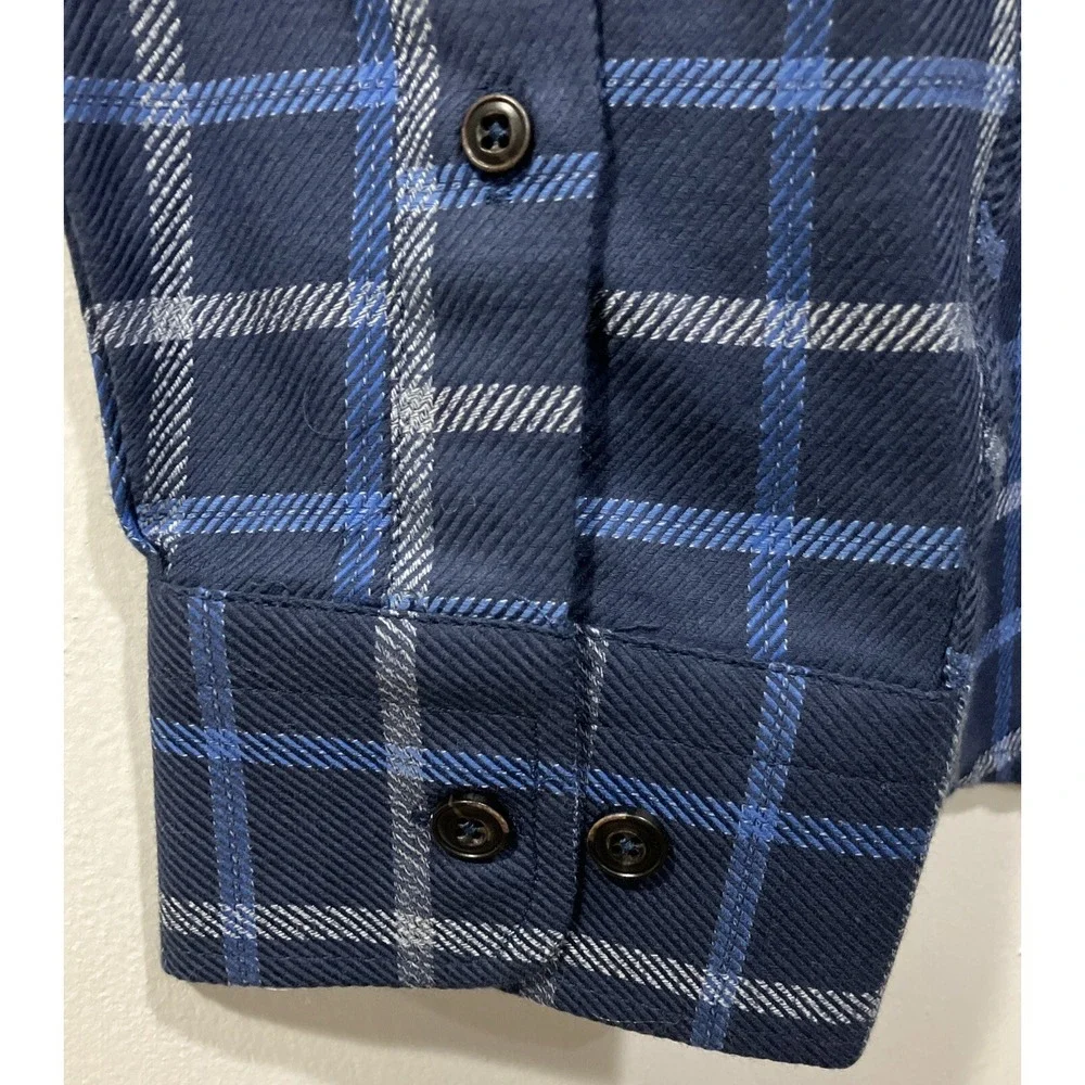 johnnie-O Fayette Button‎ Up Shirt Wake Checked Cotton Blue Medium NWT $168
